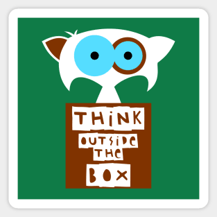 Funny cat – Think outside the box. (Chopin) – green Sticker